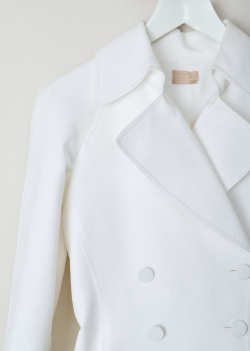 AlaÃ¯a White pique woven double breasted coat
