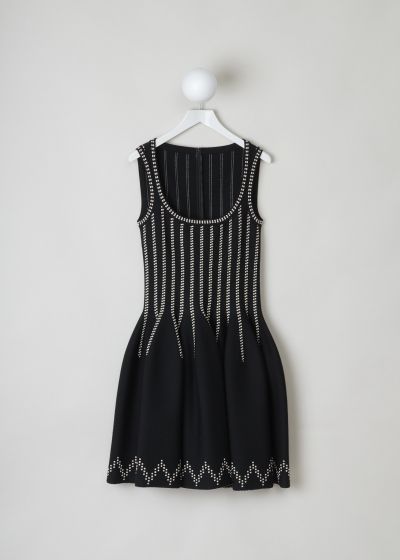 AlaÃ¯a Dotted empire dress in black photo 2
