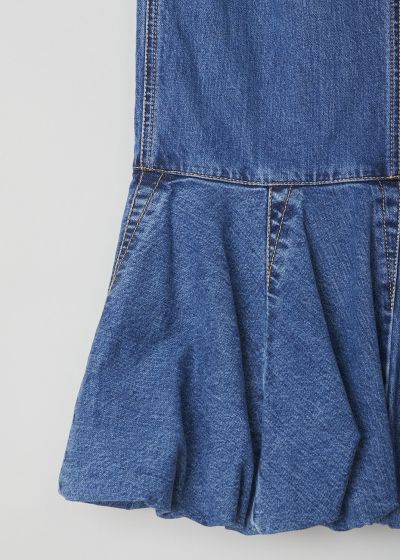 AlaÃ¯a Blue denim fit-and-flare skirt