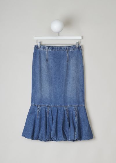 AlaÃ¯a Blue denim fit-and-flare skirt photo 2