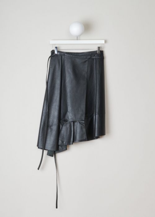 CÃ©line Asymmetrical black leather wrap skirt photo 2