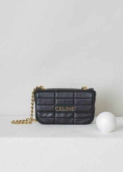 Celine Black matelassÃ© chain bag with gold detail photo 2