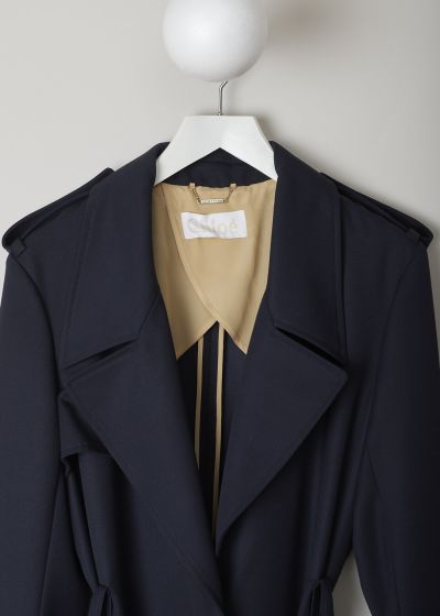 Chloé Navy blue trench coat with double layer lapel