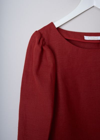 Chloé Cropped linen top in Peppery Red