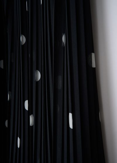 Dries van Noten Black pleated midi skirt with polka dot print