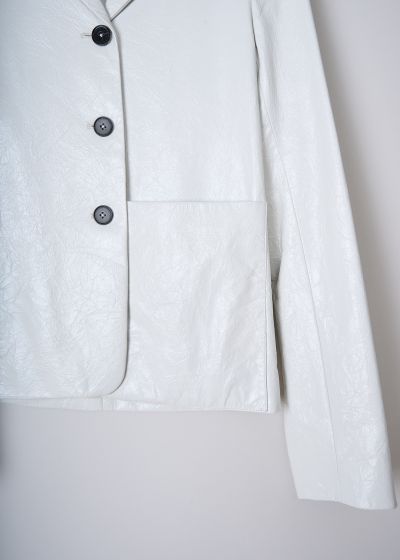 Jil Sander Cropped white crackled leather jacket