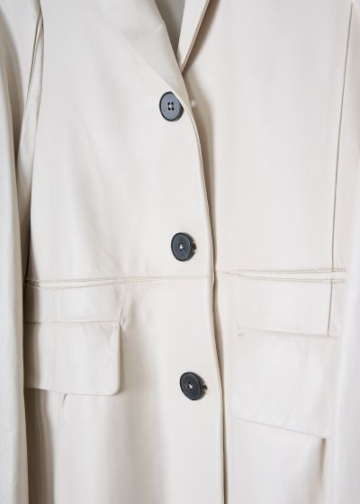 Jil Sander Single-breasted white leather jacket