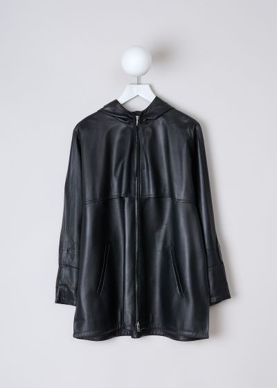 Prada Black hooded leather jacket photo 2