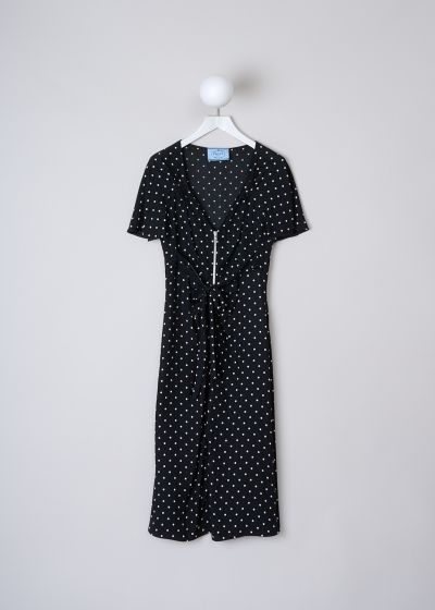 Prada Black midi dress with white polka dot print photo 2