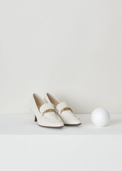 Tods Off-white leather loafers with a spool heel