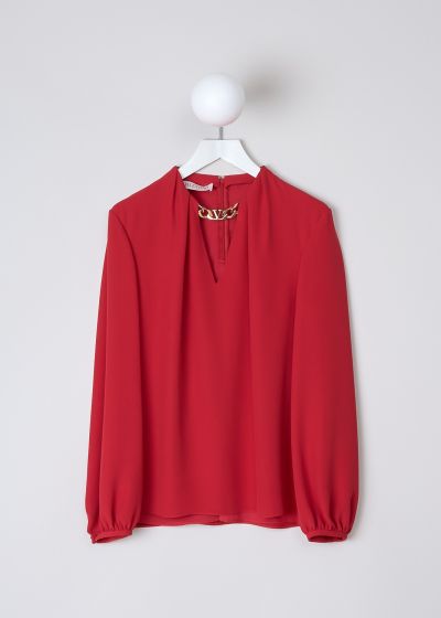 Valentino Red silk top with gold-tone chain detail  photo 2