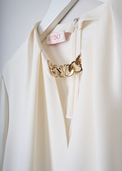 Valentino White silk top with gold-tone chain detail