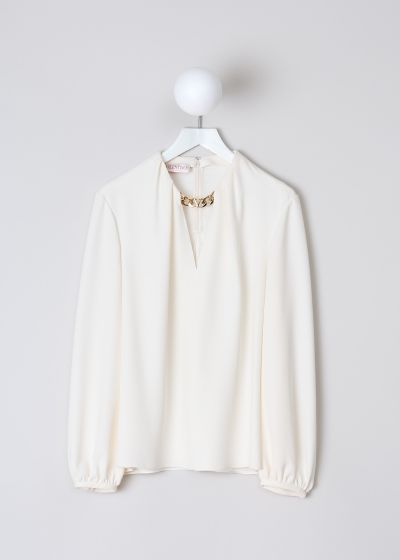 Valentino White silk top with gold-tone chain detail photo 2
