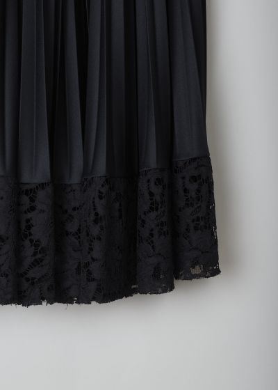 Valentino Black pleated skirt with lace trim 