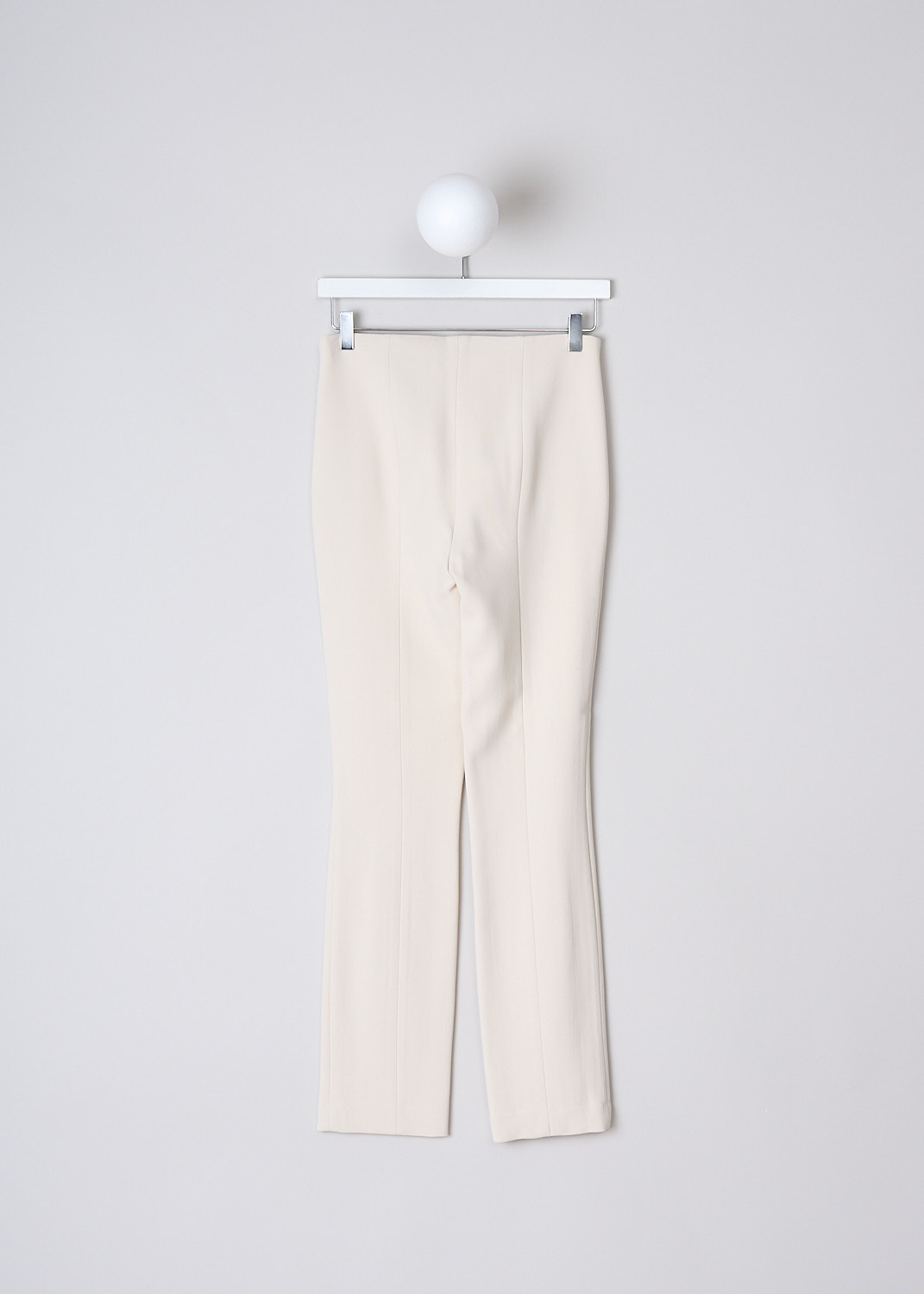 THE ROW, RONA PANTS IN EGGSHELL, RONA_PANT_4435_W1138_EGGSHELL, White, Back, The straight fitted Rona pant in Eggshell is high-waisted with ankle length pant legs and an invisible zipper fastening on the side.
