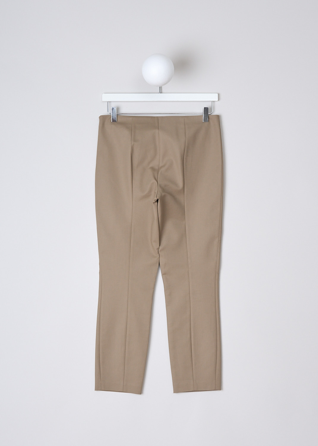 THE ROW, SOROC PANTS IN SEPIA, SOROC_PANT_396W580_SEPIA, Beige, Back, These straight fitted Soroc pants in Sepia have a high waist and ankle length pant legs with centre seams in the back. A concealed zipper on one side function as the closure. 