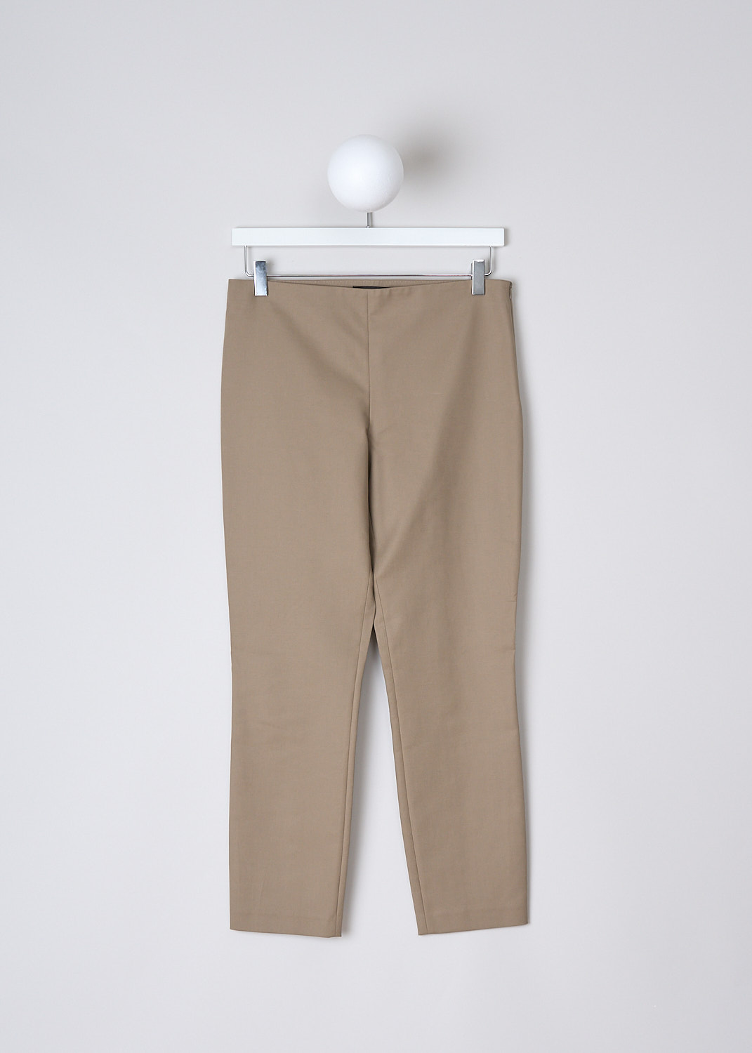 THE ROW, SOROC PANTS IN SEPIA, SOROC_PANT_396W580_SEPIA, Beige, Front, These straight fitted Soroc pants in Sepia have a high waist and ankle length pant legs with centre seams in the back. A concealed zipper on one side function as the closure. 