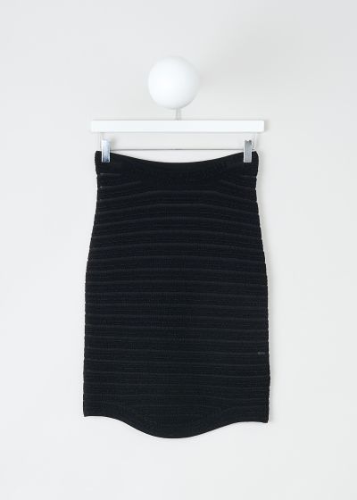 Alaïa Black pencil skirt with horizontal striped trims photo 2