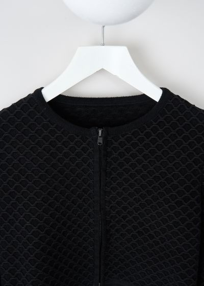 Alaïa Cropped black cardigan with honeycomb pattern