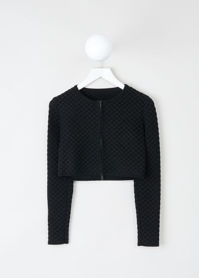 Alaïa Cropped black cardigan with honeycomb pattern   photo 2