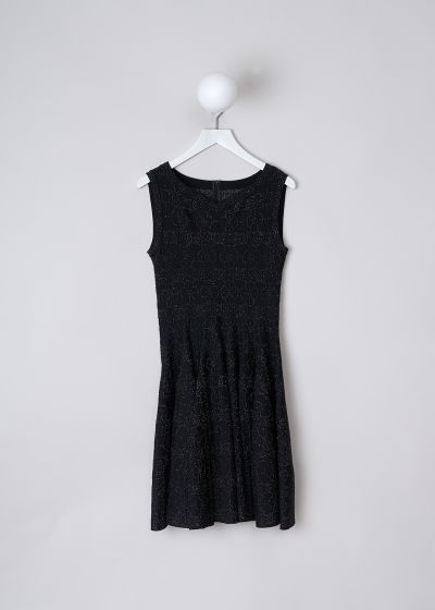 Alaïa Black fit-and-flare dress with art-deco pattern photo 2