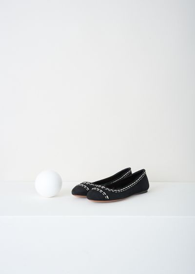 Alaïa Black suede ballerina flats with silver detailing