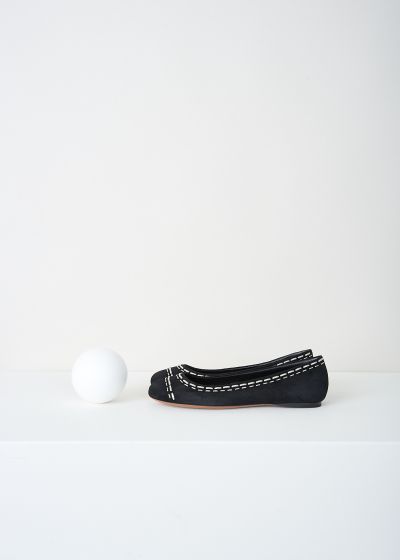 Alaïa Black suede ballerina flats with silver detailing photo 2