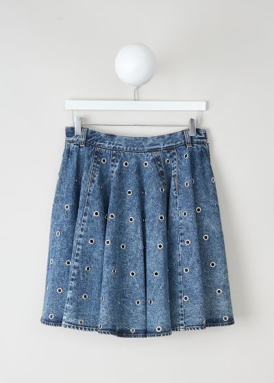 Alaïa Blue denim skater skirt with eyelet detailing photo 2