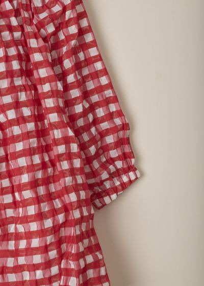 Alaïa Red gingham off-shoulder blouse dress