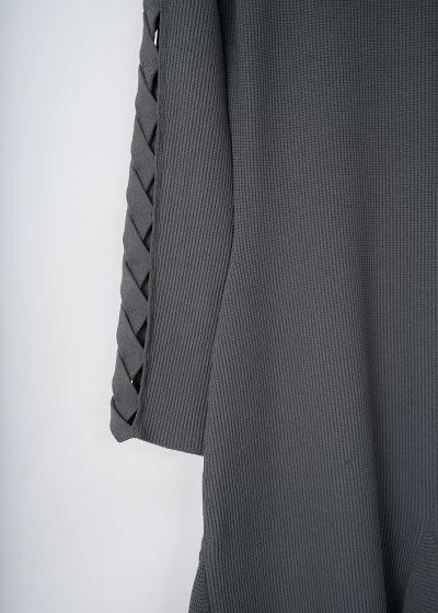 Alaïa Grey ribbed dress with open-work trims