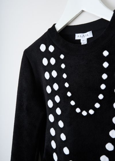 Alaïa Black fitted mini dress with dotted pattern