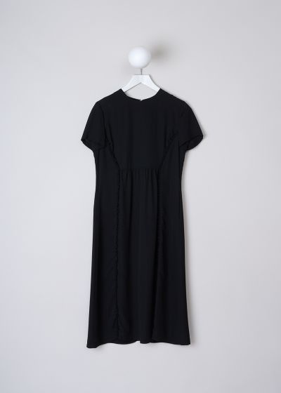 Aspesi Black short sleeve midi dress with vertical ruffles photo 2