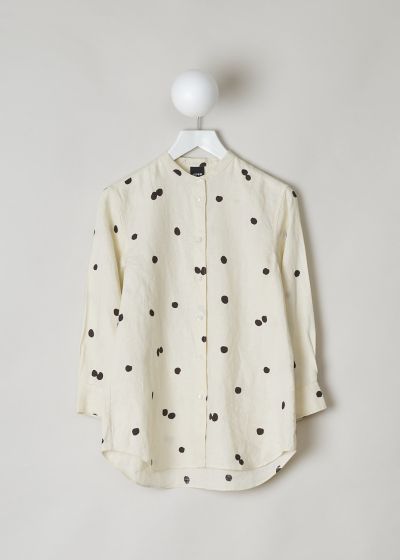 Aspesi White linen blouse with dotted print photo 2