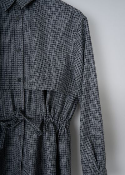 Aspesi Grey checkered blouse with drawstring detail