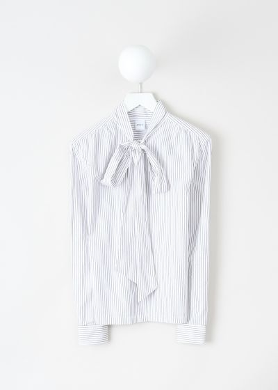 Aspesi Beige-and-blue striped blouse with bow tie photo 2