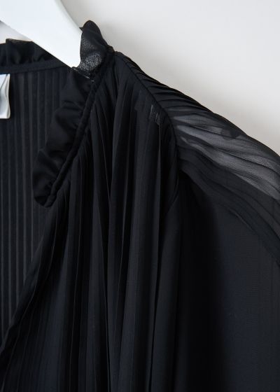 Aspesi Black pleated blouse with puff sleeves