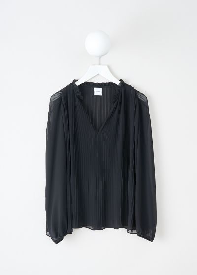 Aspesi Black pleated blouse with puff sleeves photo 2