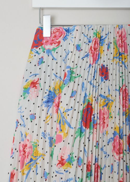 Balenciaga Polka dot floral plissé skirt 