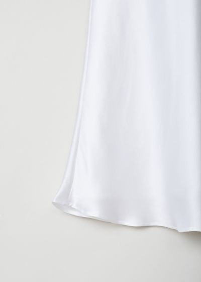 Bernadette, white satin skirt with drawstring fastening, skirt_emily_silk_satin_natural_white, white, detail1, A gorgeous white satin skirt deserves to be a part of your daily basics, would fit amazing with any top you throw at it or shoe under it. Designed in a flaring model, what stands out here is the fastening option, being a drawstring on the front.

