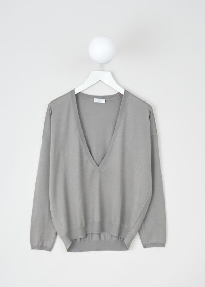 Brunello Cucinelli Grey deep V-neck sweater photo 2