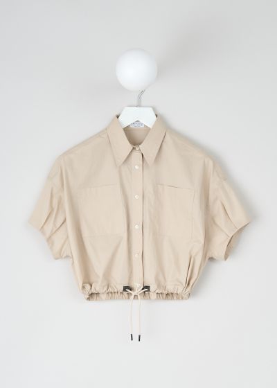 Brunello Cucinelli Cropped beige blouse with drawstring hem photo 2