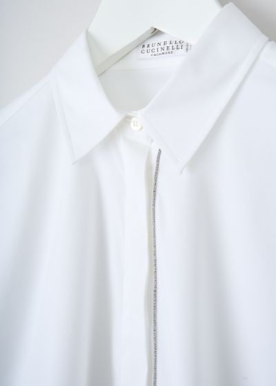 Brunello Cucinelli White blouse with monili decorated placket 