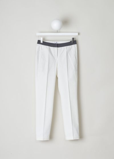 Brunello Cucinelli White trousers with grey elasticated panel photo 2