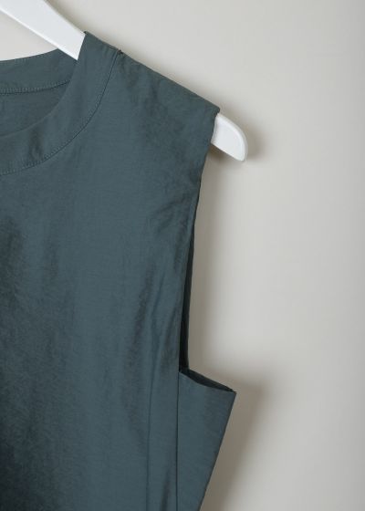 Brunello Cucinelli Green sleeveless dress with draped belt detail