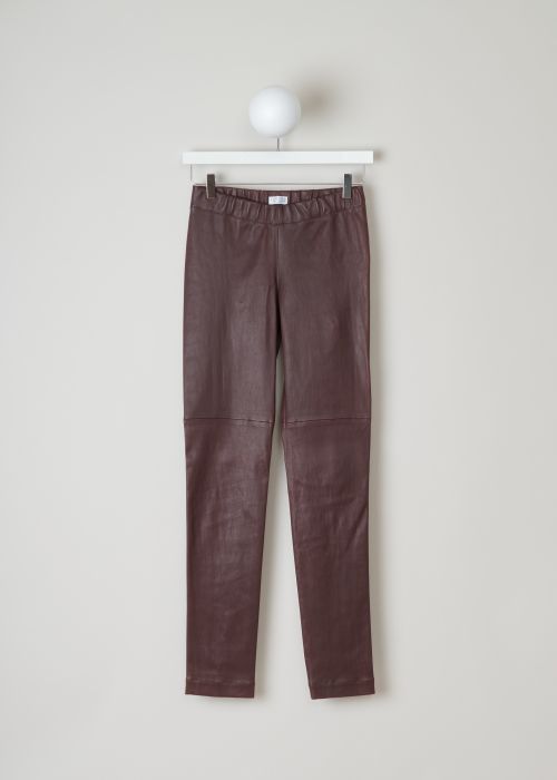 Brunello Cucinelli Elasticated leather pants in burgundy  photo 2