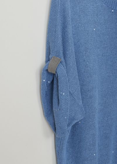 Brunello Cucinelli Light blue sweater with sequins 