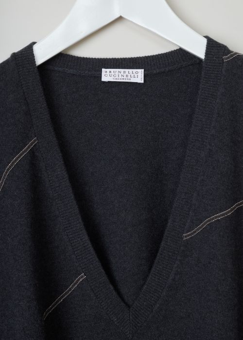 Brunello Cucinelli Bead-embellished grey cashmere spencer