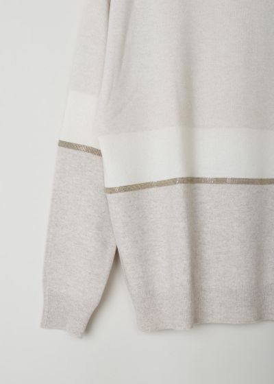 Brunello Cucinelli Three-tone sweater with beaded detailing
