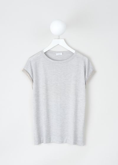 Brunello Cucinelli Heather grey short sleeve top with monili detailing  photo 2