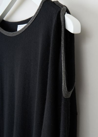 Brunello Cucinelli Anthracite knit dress with keyhole cut-out